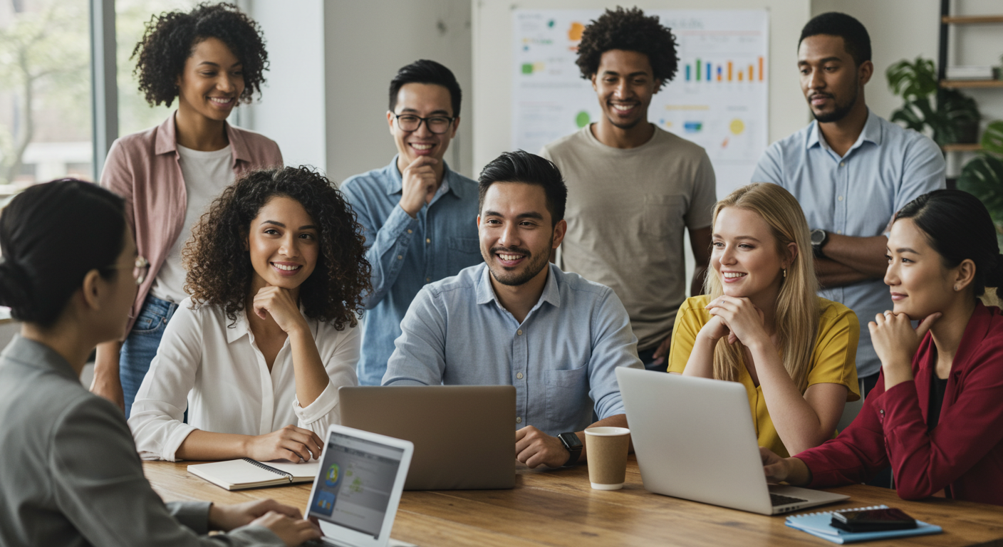Young professionals collaborating